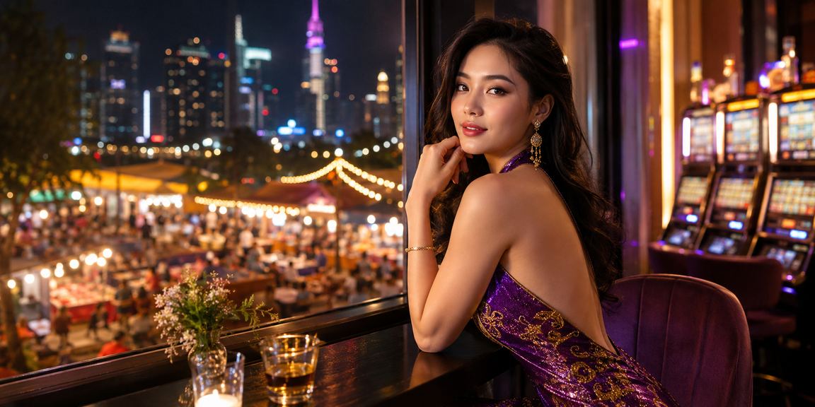 Khung cảnh casino sôi động tại Việt Nam với ánh đèn neon